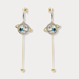 Two Wearing Planet Long Pentagram Earrings