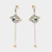 Two Wearing Planet Long Pentagram Earrings